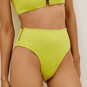 Vix Paula Hermanny Lime Green High Rise Swim Bikini Bottoms Sz Large NWT